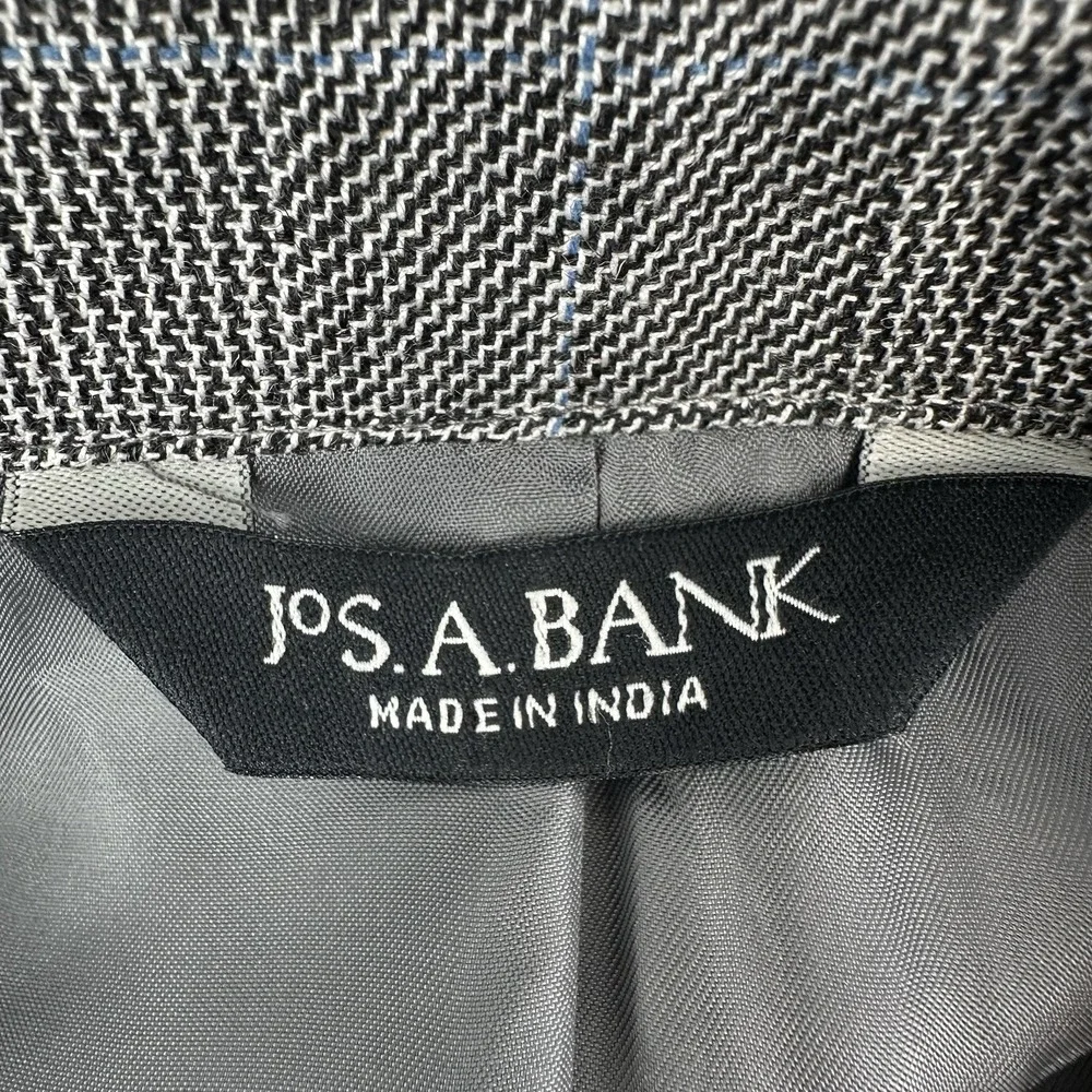 Jos A Bank Signature Collection Blazer 42R Gray Silk Camelhair Glen Check Jacket